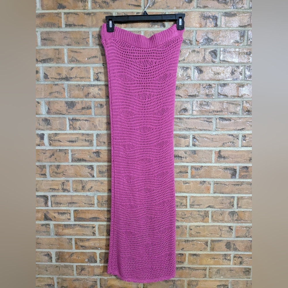 Pink Rose Crochet Midi Skirt Steve Madden Liliana Size XS - Picture 7 of 10